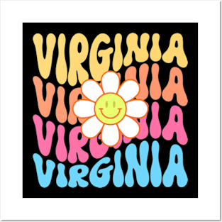 Virginia Groovy Daisy Travel Wanderlust State Posters and Art